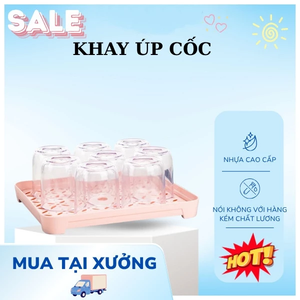 Khay úp cốc, khay trà, khay úp chén có rãnh thoát nước Việt Nhật K5658 Nhựa Việt Nhật