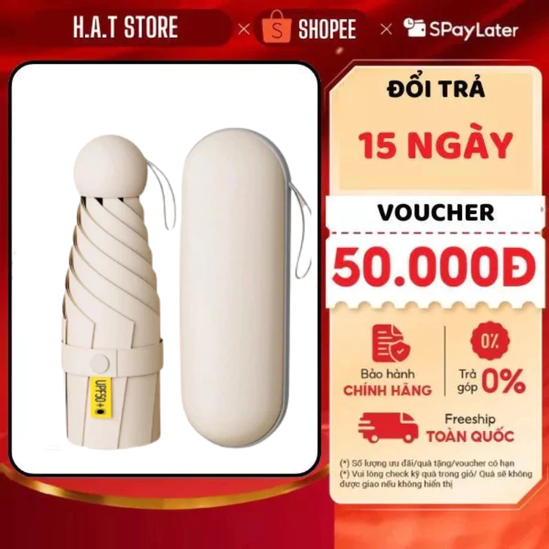 Ô Dù gấp mini siêu nhẹ chống nắng bỏ túi tiện dụng hộp đựng