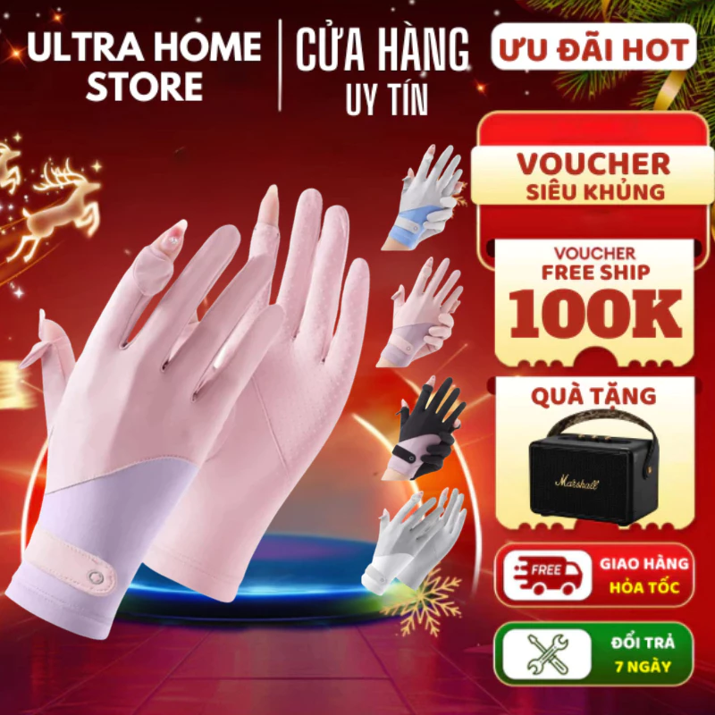 Găng Tay Chống Nắng DIDOOGLT Bao Tay Cảm Ứng Chất Lụa Băng Mát Lạnh Chống Tia UV