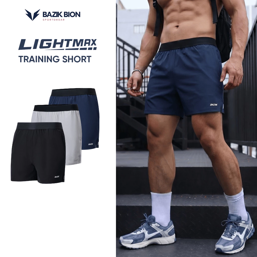 Quần Short Thể Thao Nam BAZIK Siêu Nhẹ Training LightMax, Cạp Chun Mềm Mại Vận Động Gym, Chạy Bộ - Q05