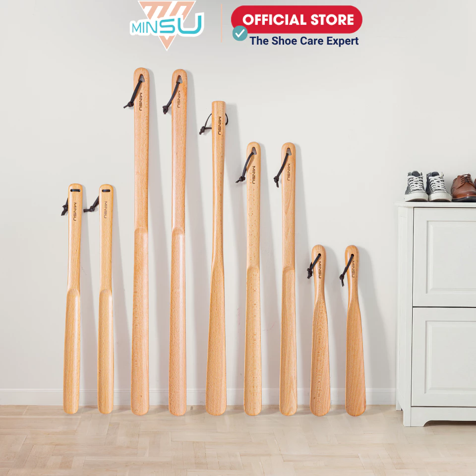 Cây Đón Gót Giày MINSU Shoehorn M2466 Gỗ Sồi Tự Nhiên, Thiết Kế Cứng Cáp, Dễ Dàng Xỏ Giày Không Cần Cúi, Bảo Vệ Gót Giày