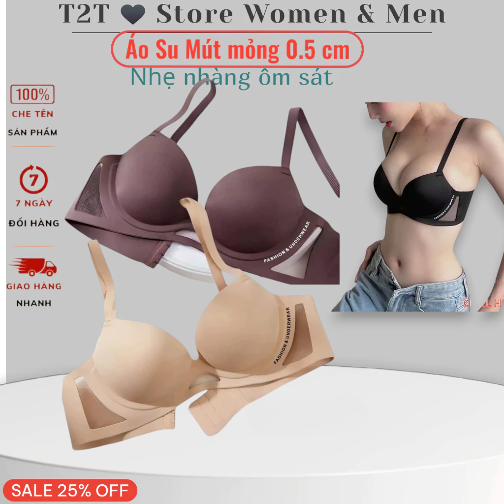 [TĂNG SIZE] Áo lót nữ MASSAGE DORIS AL207, áo su thoáng khí đệm mỏng nâng ngực tạo khe viền lưới chống xệ cup chữ V