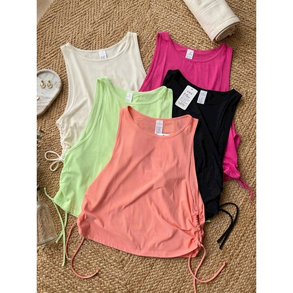 Áo Tank Top Thể Thao Nữ Rút Dây Cạnh QCCC - Bảng Màu Trendy, Siêu Tôn Dáng