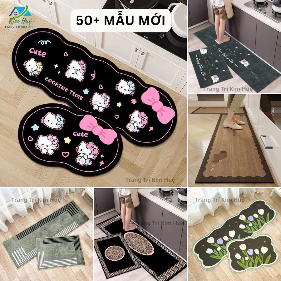 Thảm lau chân nhà Bếp chùi chân trải sàn hình thú phòng khách phòng tắm 3d chống trượt cao cấp đế cao su hút nước X02