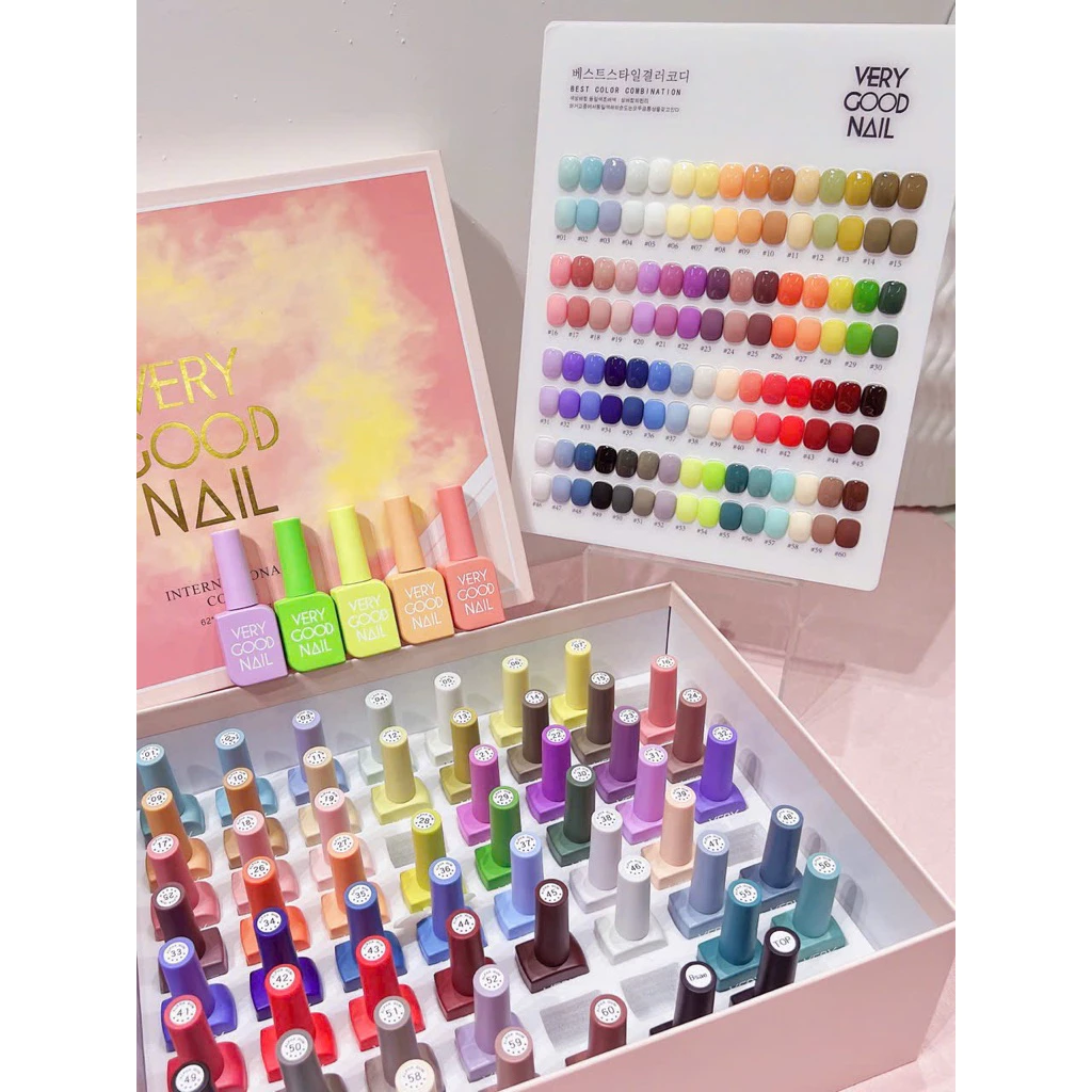 Sét sơn gel verygodnail 60 màu,tặng kèm bảng màu chất đặc bóng mướt hàng chuẩn công ty