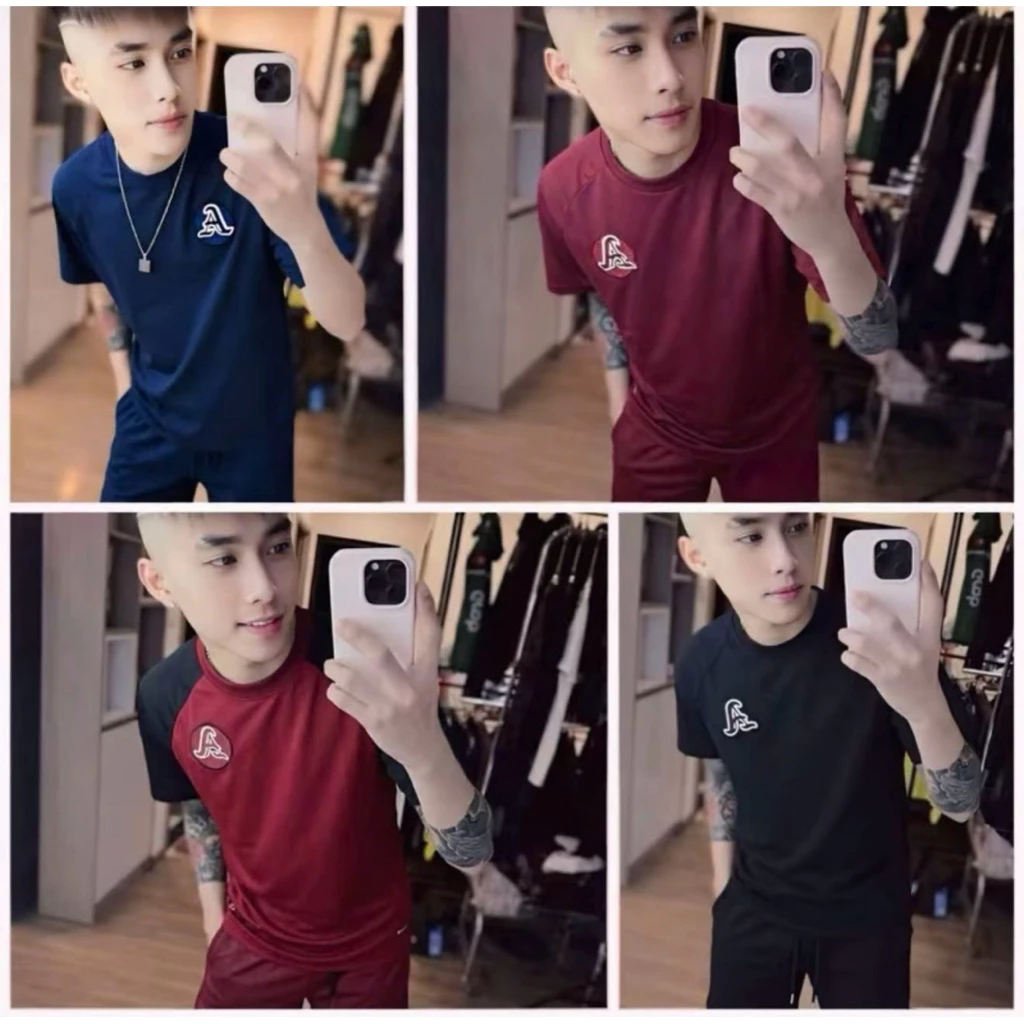 Bộ cộc nam thể thao nam chữ A bản dán logo dành cho nam nữ mẫu hot 2026