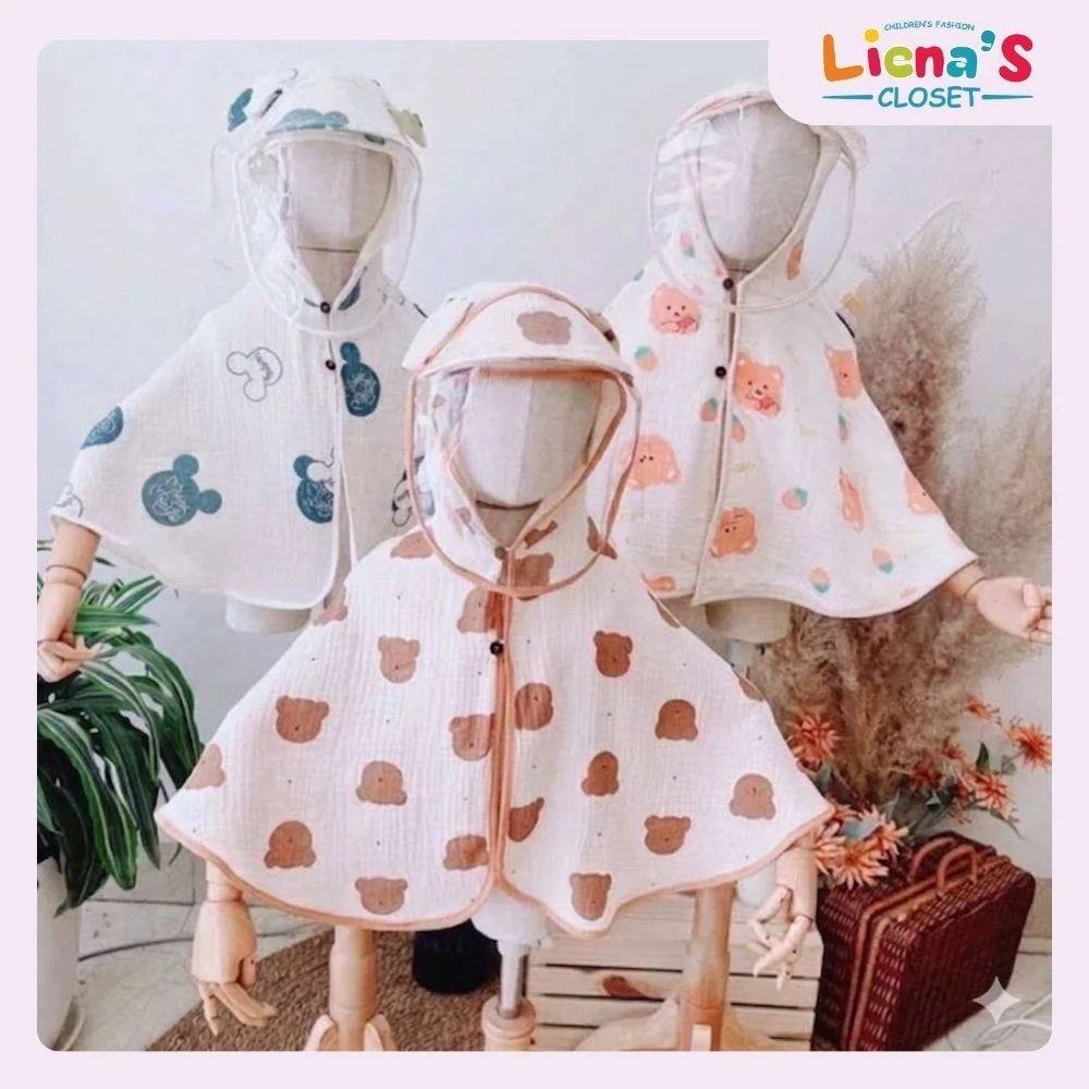 Áo choàng chống nắng cho bé vải xô Muslin Hàn Kèm Kính Chống Giọt Bắn Cho Bé - Thời Trang Thiết Kế Liena'S Closet