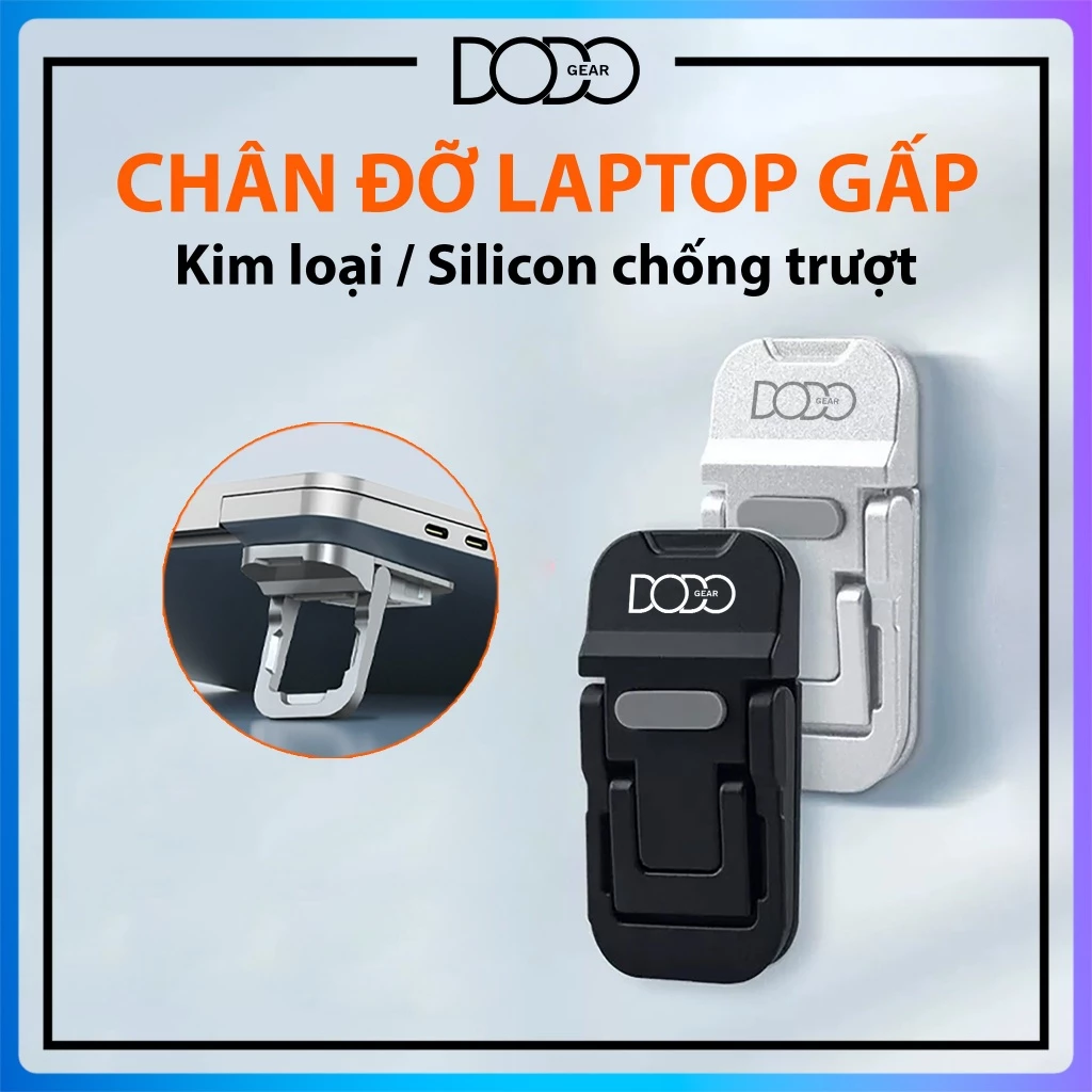 Giá đỡ laptop di động gấp gọn chân đỡ laptop đế tản nhiệt gấp gọn bằng kim loại 2 nấc điều chỉnh cho laptop DoDo Gear