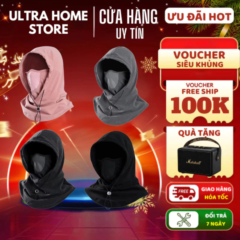 Khẩu Trang Có Nón Che Mặt Cổ Vai Chống Tia Vải Nhung Cao Cấp Thoáng Mát ( Fashion Hat Mask Co Giãn Tản Nhiệt Tốt )