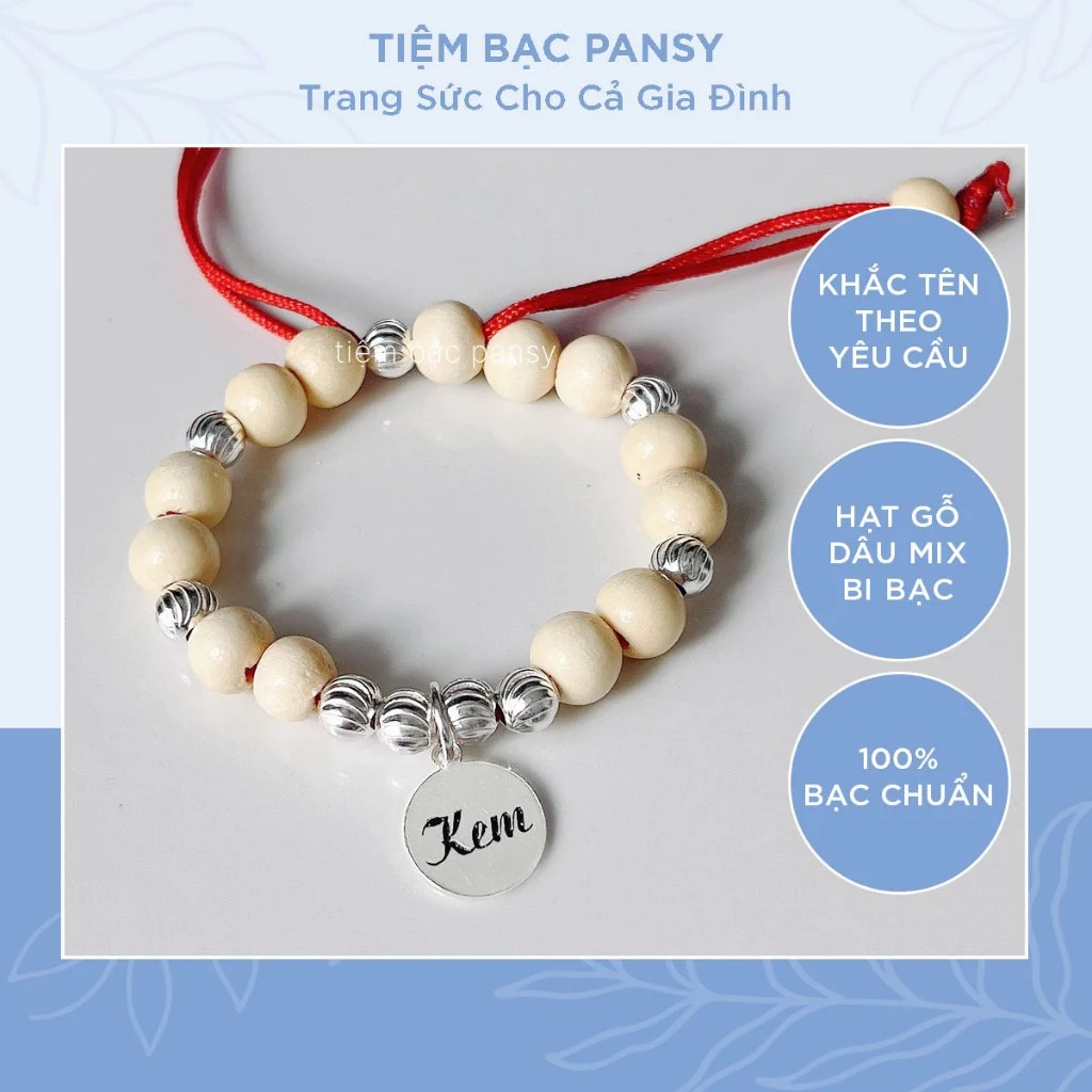 Vòng dâu tằm khắc tên cho bé trai, bé gái từ sơ sinh tới 10 tuổi - TIỆM BẠC PANSY