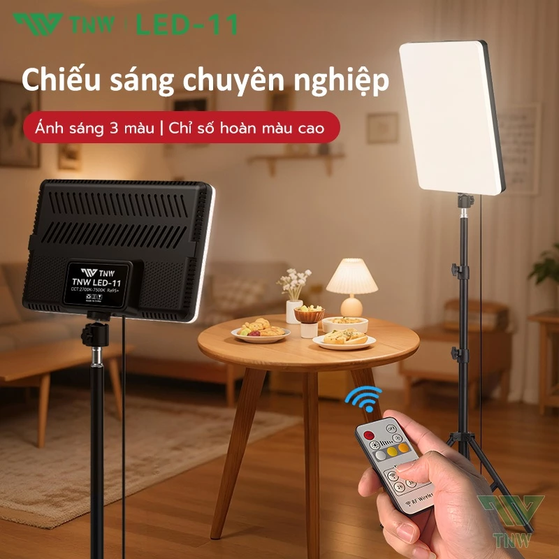 TNW 11 Inch Đèn LED Panel,Đèn Studio,3 màu có thể điều chỉnh,Đèn LED chụp ảnh,Có chân đế 1.1m/2.1m