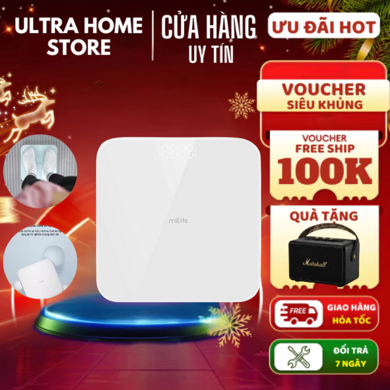 Cân điện tử sức khỏe S20 miLife hỗ trợ cân đến 180kg
