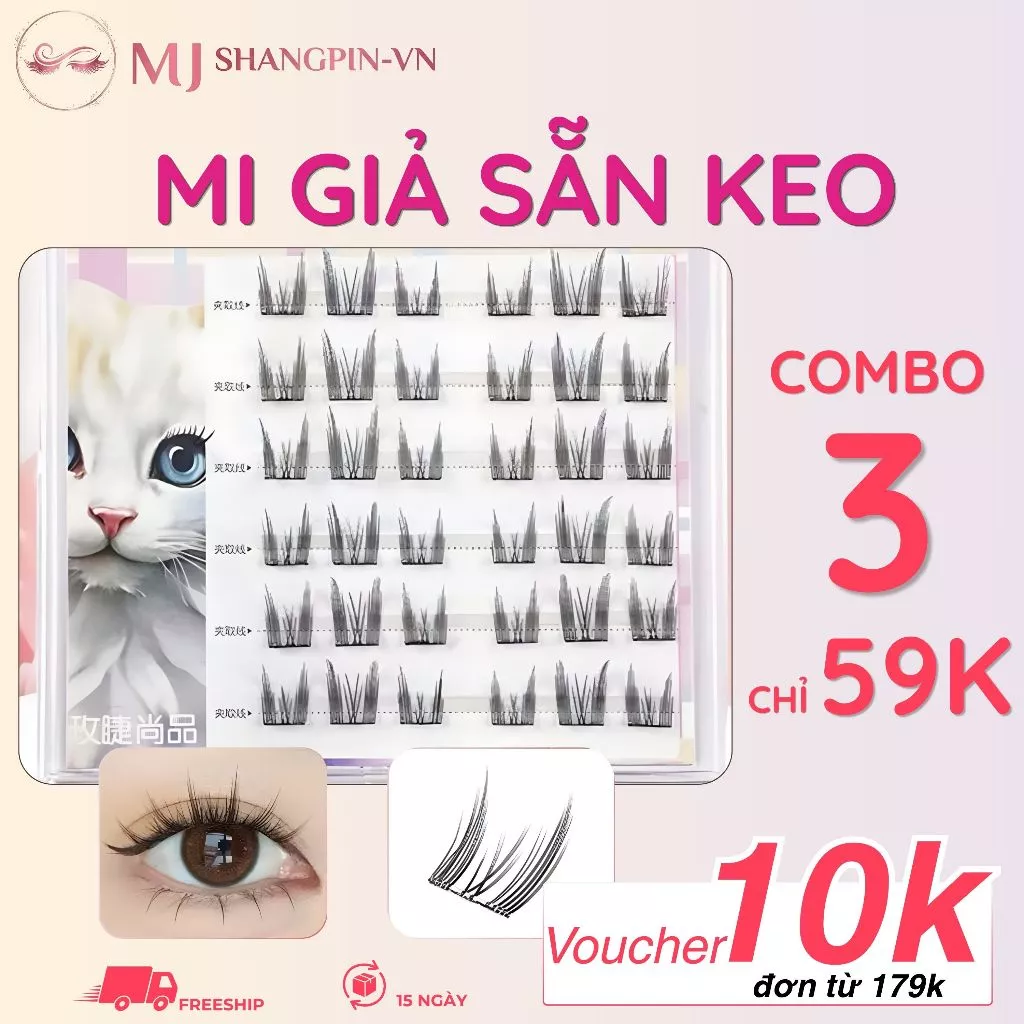 [59k/3 Hộp] MJ Shangpin - Lông Mi Giả Sẵn Keo, Tự Nhiên Như Mi Thật, Gắn Nhanh, Nhiều Mẫu Hot