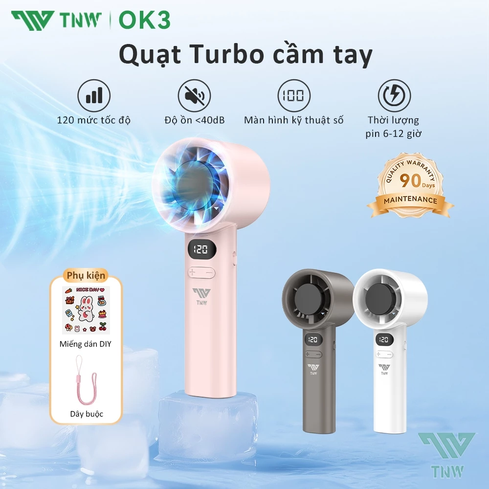 TNW OK3 Quạt Mini Cầm Tay Quạt Di Động Điều Chỉnh Vô Hạn 120 Cấp Độ Mini Quạt Sạc Tốc Độ Cao Cầm Tay