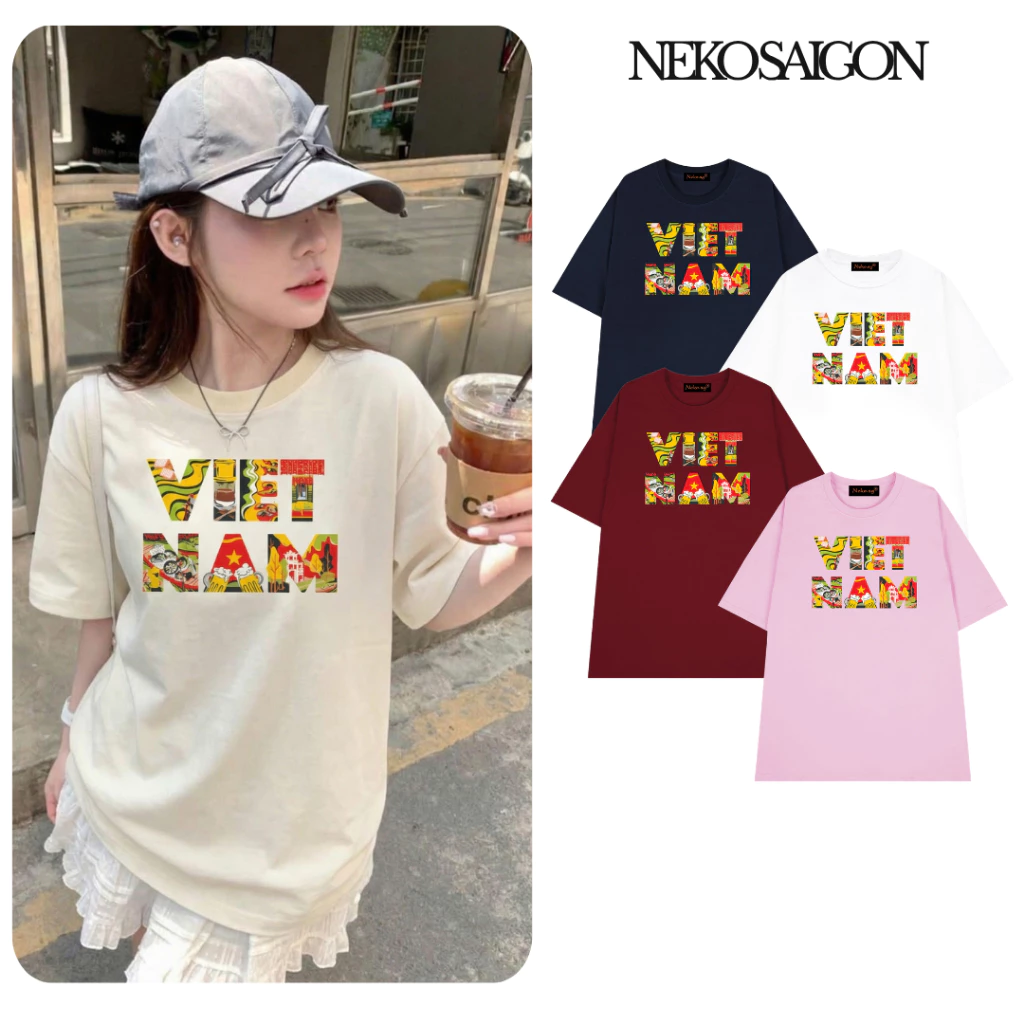Áo thun tay lỡ form rộng Việt Nam tôi yêu 250GSM Cotton thoáng mát Neko.sg ATL559