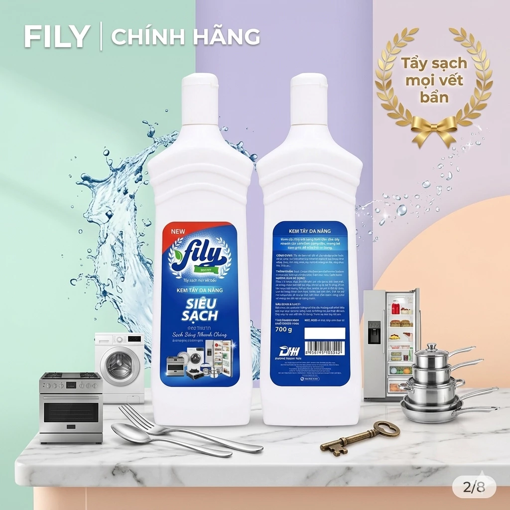 Kem Tẩy Đa Năng Tẩy Làm Sạch Mọi Vết Bẩn 700ml Fily Chai Tẩy Nhà Bếp Phòng Tắm Đồ Dùng Đa Năng