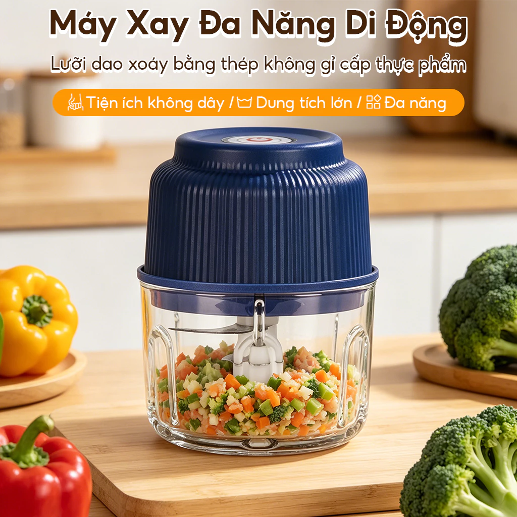 Máy Xay Thịt Mini Gia Đình  Máy Nghiền Tỏi, Máy Xay Thực Phẩm Đa Năng, Sạc Điện Tiện Lợi Xay Nhuyễn Thịt  Tỏi