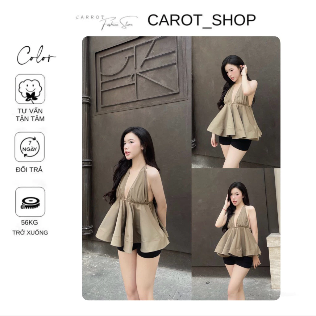 ( 𝐁𝐈𝐆𝐒𝐈𝐙𝐄 𝐒 => 𝟑𝐗𝐋 ) VN95 Áo “ 𝐘𝐞̂́𝐦 𝐜𝐨̂̉ 𝐕 “ xoè phồng sang chảnh tiểu thư phù hợp mùa hè by CarrotShop