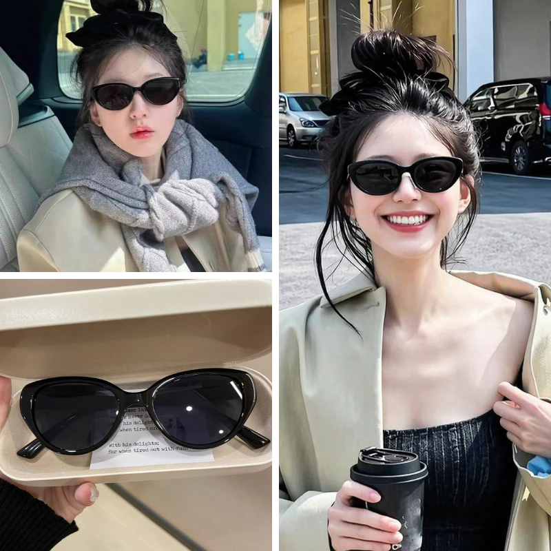 Kính Mát Mắt Mèo Đi Biển Gọng Đen Cao Cấp Curved Lens Ins Style 2026 Nữ Nam Chống Tia UV Kính Râm Đi Biển Thời Trang
