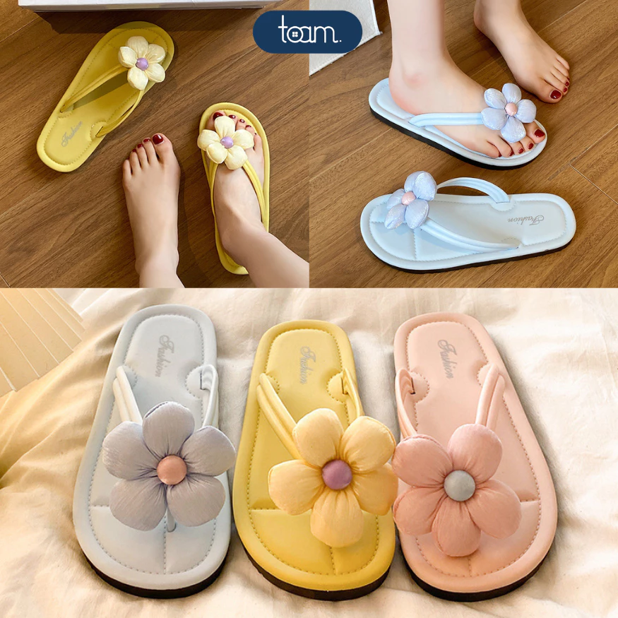 Dép Xỏ Ngón Nữ Hoa 3D Summer, Dép Đi Trong Nhà, Đi Biển Chống Trượt, Nhẹ Êm Thời Trang Hàn Quốc