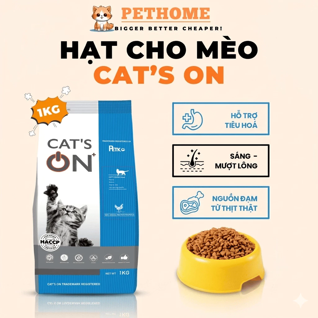 [1Kg Seal] Hạt Cat's On Cho Mèo Tăng Cường Mùi Vị Bổ Sung Dinh Dưỡng Cho Mèo Mọi Lứa Tuổi