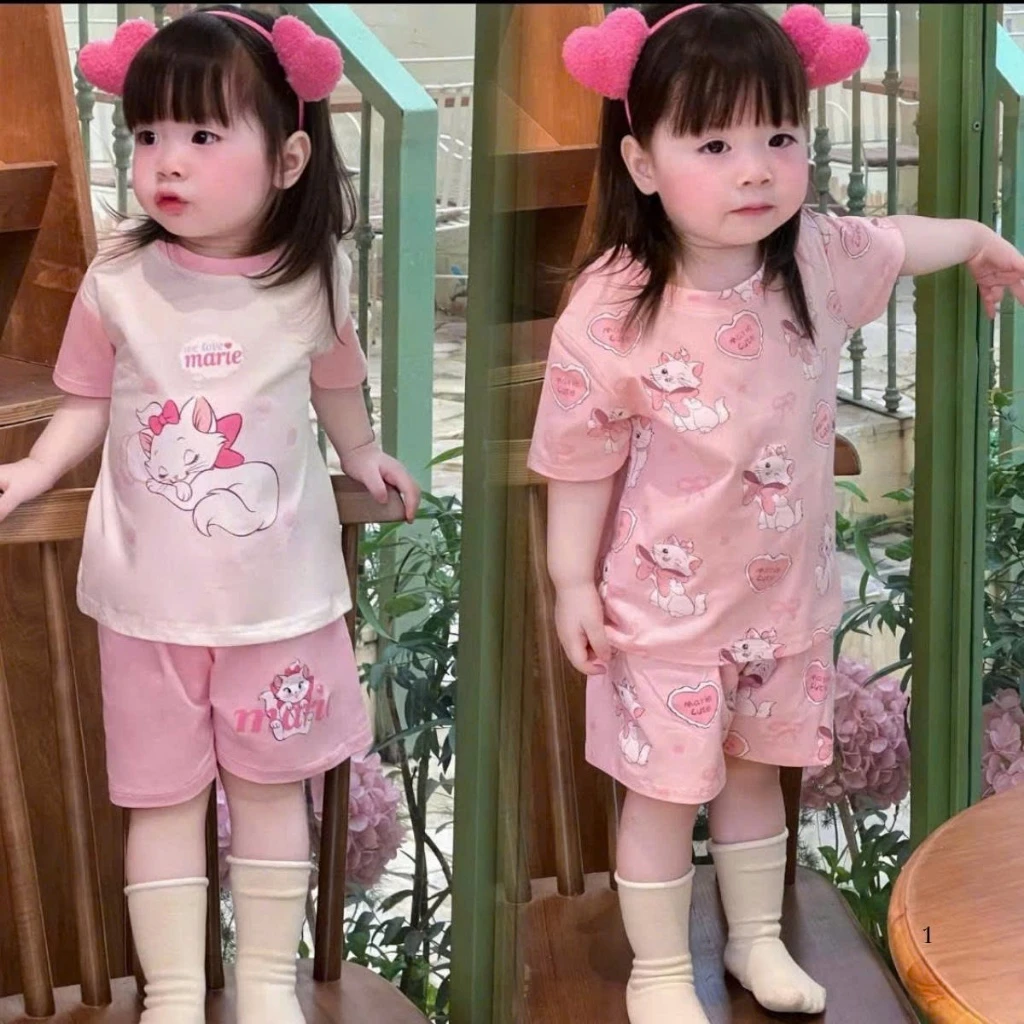 [7-18kg] Set bộ cộc tay mùa hè cho bé gái đáng yêu chất liệu cotton mềm mại, thoáng mát mẫu MARIE