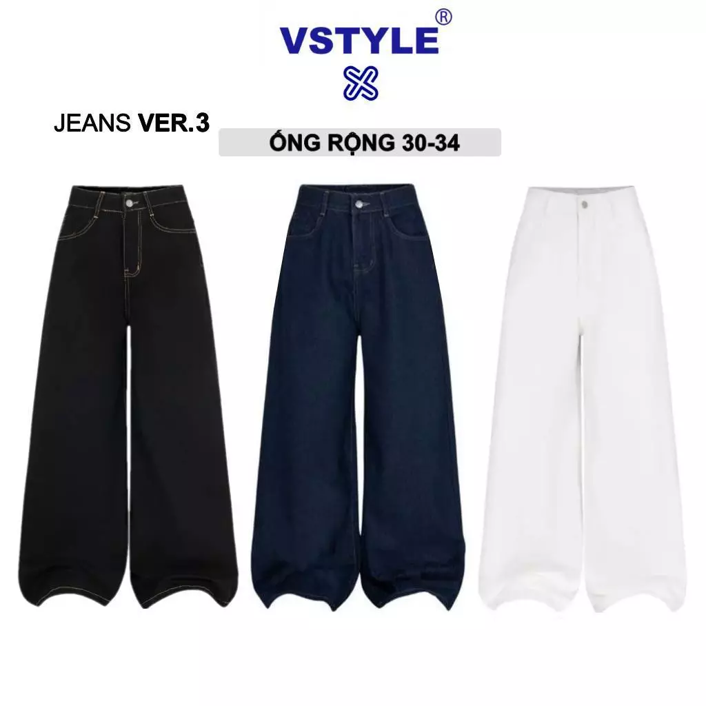 Quần Jeans Kaki Ver.3 VSTYLE Ống 30-34cm ,Suông Ống Rộng Wash Cạp Cao ,Form Rộng ,Quần Bò Ống Rộng Suông Lưng Cao