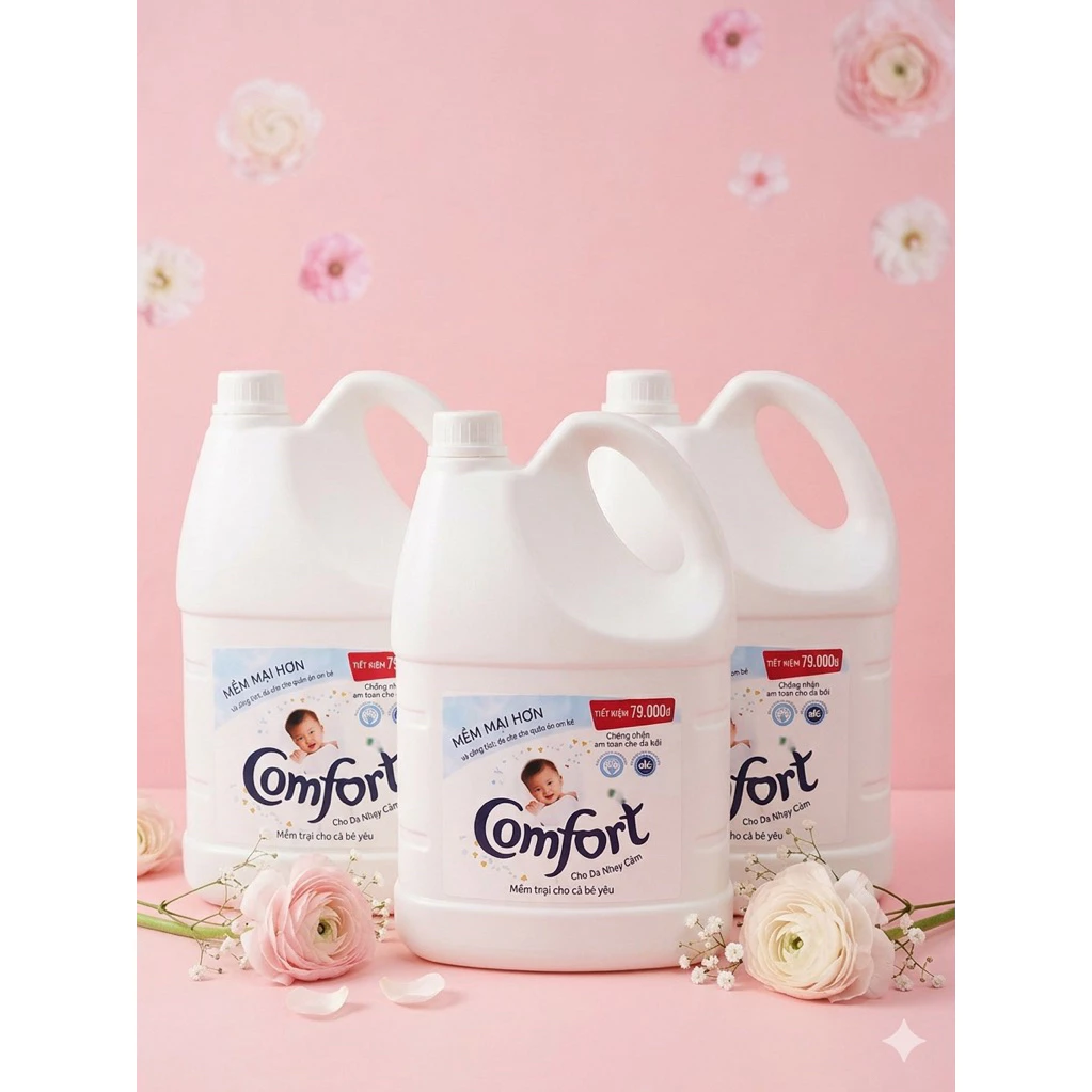 Combo 3 Can Nước Xả Vải Comfort Cho Bé Hương Dịu Nhẹ Thân Thiện Da Nhạy Cảm 3800ml