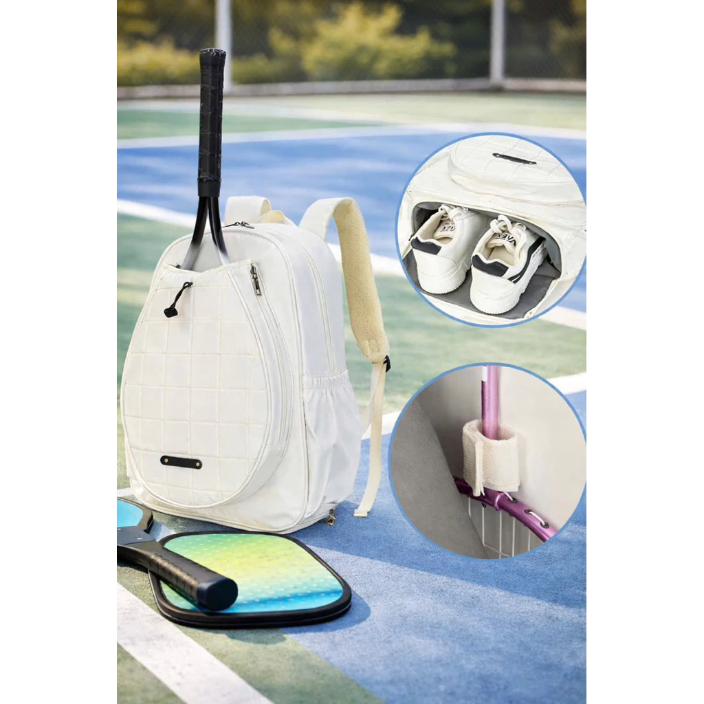 Túi balo đựng vợt Tennis, Pickleball bằng da đeo vai, đựng được rất nhiều đồ cá nhân, có ngăn đựng giày