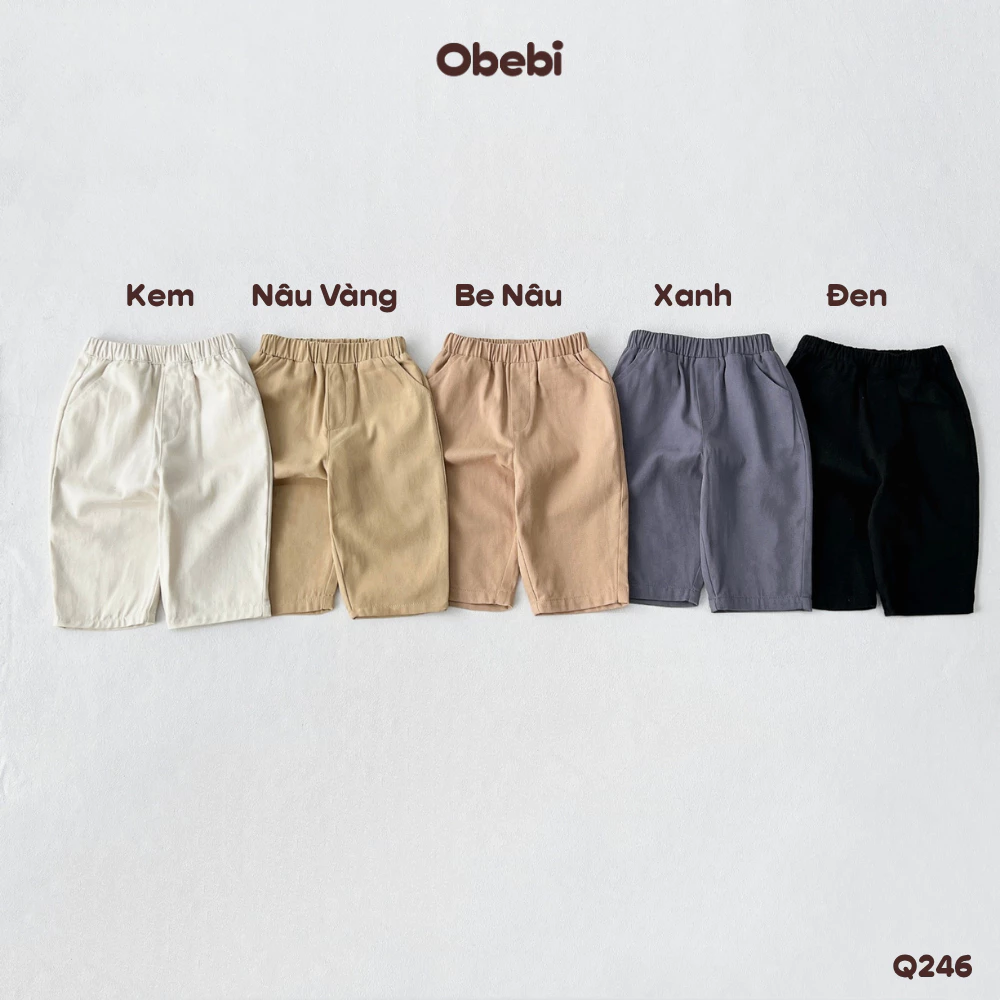 Quần Kaki Thêu Túi, Quần Dài Basic Thoải Mái Đáng Yêu Thởi Trang Obebi Cho Bé Trai Bé Gái 8-22kg Q246