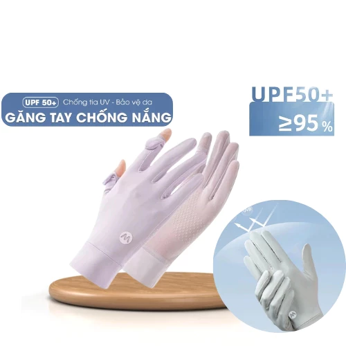 Găng Tay Chống Nắng UPS 50 thun lạnh phối lưới hạt chống trượt, Logo chữ M