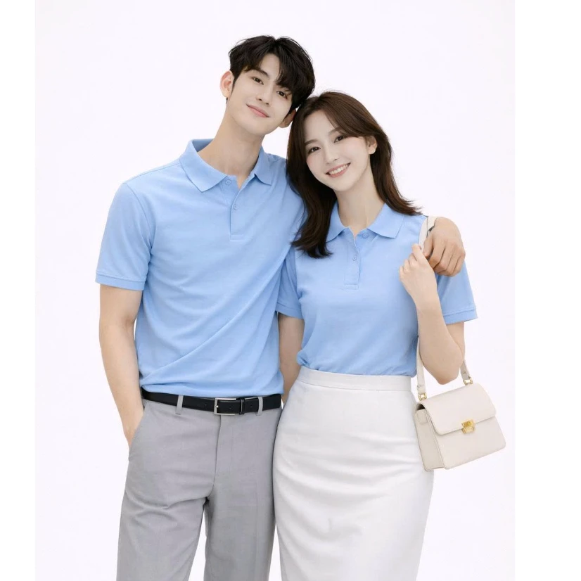 Áo Thun Có Cổ Cá Sấu Polo Andromeda Ngắn Tay Màu Xanh Biển Đồng Phục Dùng Chung Cho Nam Và Nữ