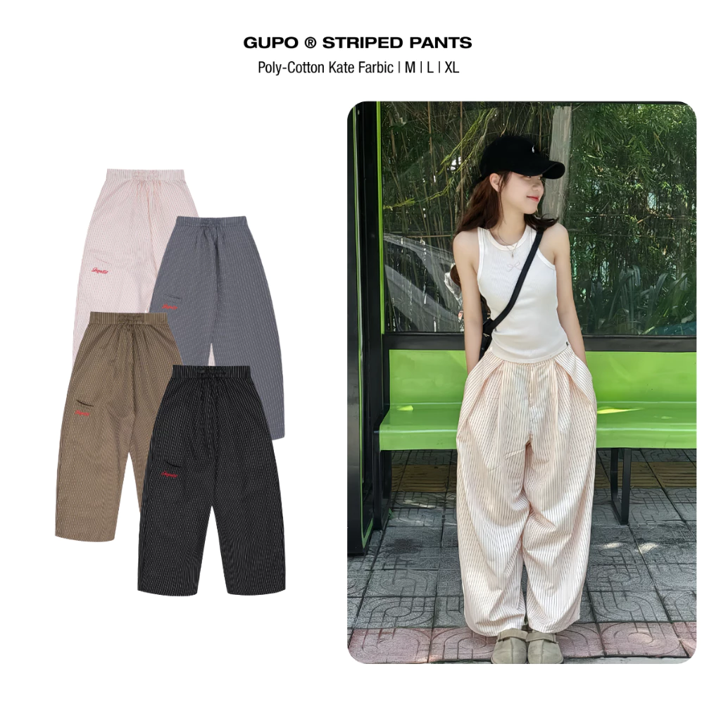 Quần Dài Kẻ Sọc Ống Rộng Gupo Striped Pants Form Rộng Unisex Vải Kate Mềm Mịn Thoáng Mát - PSOC01