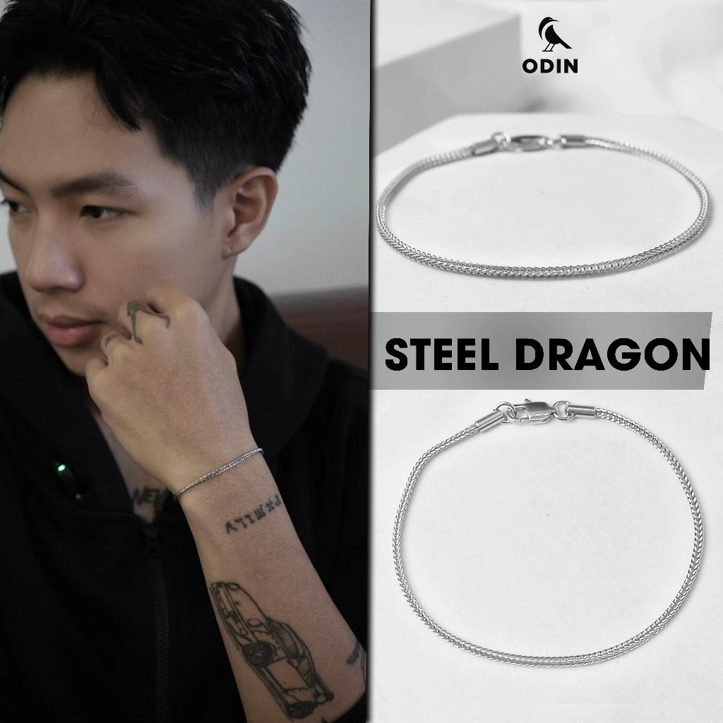 Vòng tay Steel Dragon "Vảy rồng" -Form mềm - Thép Titan 316L - Bảo hành 12 tháng-Fullbox ODIN Black