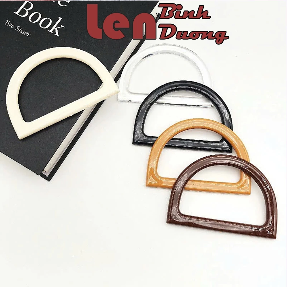1 Cặp Quai Túi Xách Chữ D Nhựa Màu Gỗ – Tay Cầm Túi Handmade