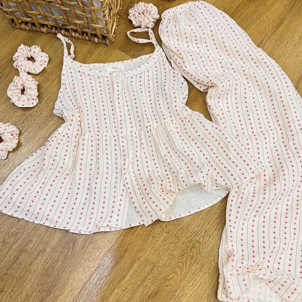 Bộ đồ ngủ áo 2 dây QUẦN DÀI chất liệu xô Muslin mềm mịn, thoáng khí, nhiều hoạ tiết đẹp
