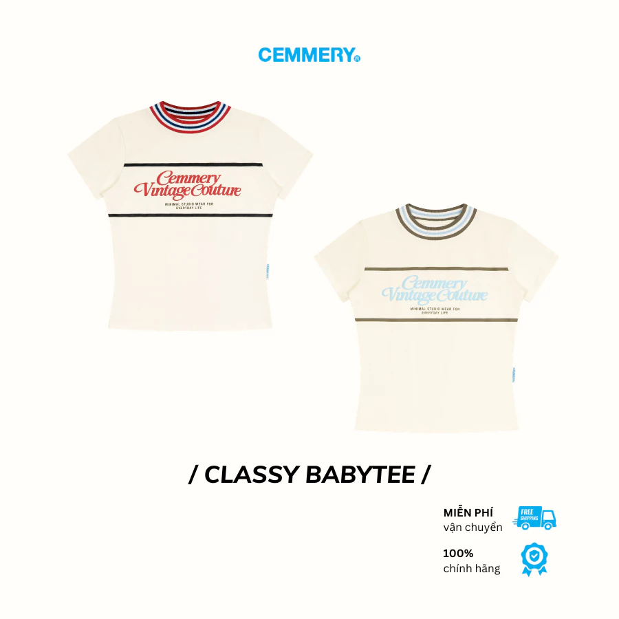 Áo Baby Tee CEMMERY Local Brand Chính Hãng Classy Baby Tee Vải Cotton 2 Chiều Cổ Bo Dệt 2 Màu