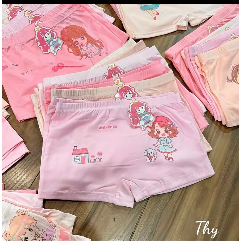 [Siêu Rẻ] Quần lót đùi nhiều màu in hình cho bé gái xinh xắn cotton mềm mát (9-30kg)