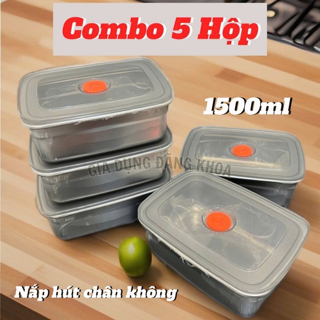 Hộp Inox 1500ML Dày Dặn, Nắp Đậy Silocon Hút Chân Không, zoang chống chàn…