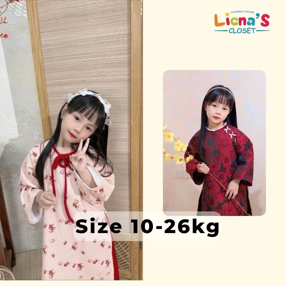 Áo Dài Trẻ Em Diện Tết, Hoạ Tiết Xinh Xắn Cho Bé Gái (Vải Loại 1) Liena'S Closet