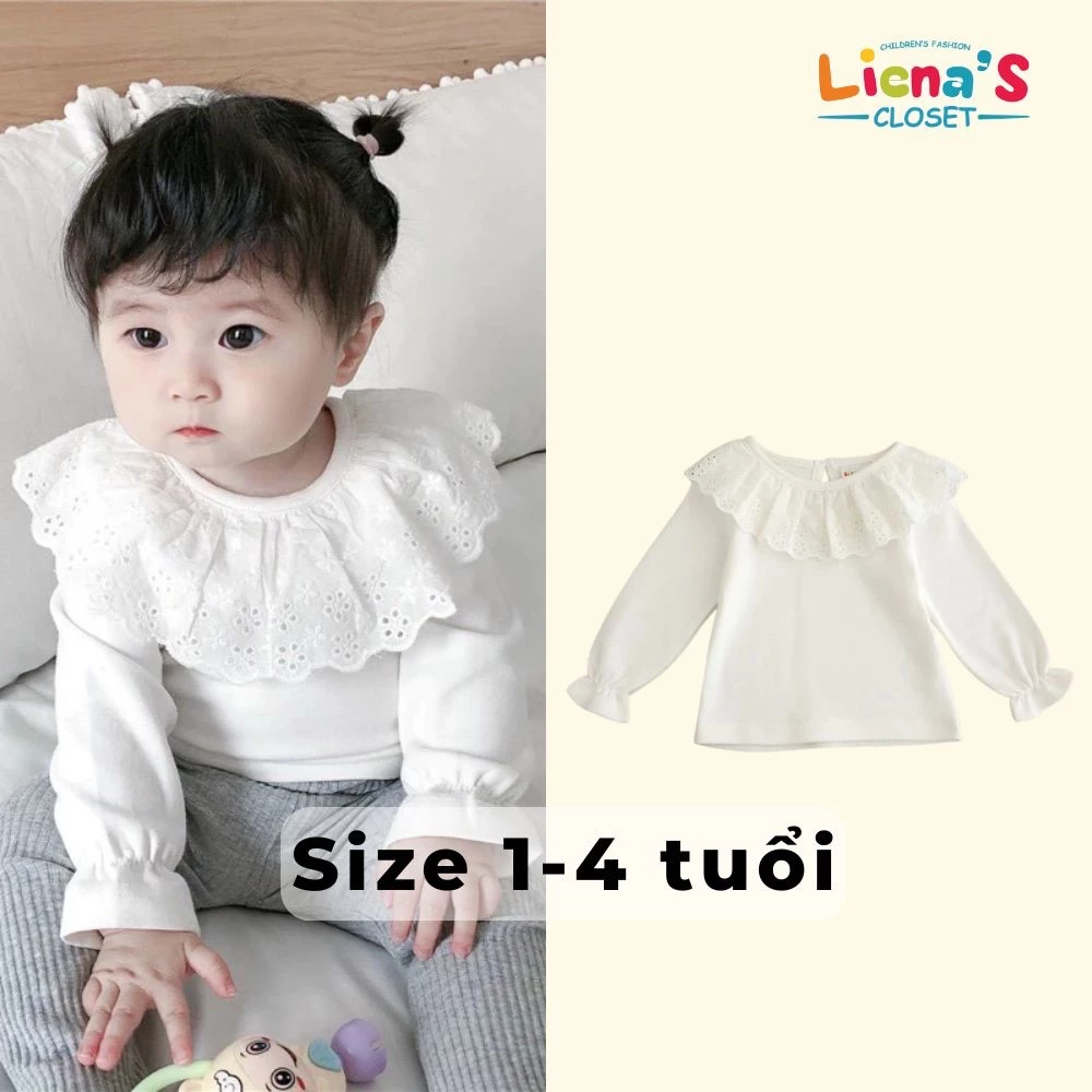 Áo Cotton Cổ Bèo Dễ Phối Đồ Cho Bé 1-4 Tuổi