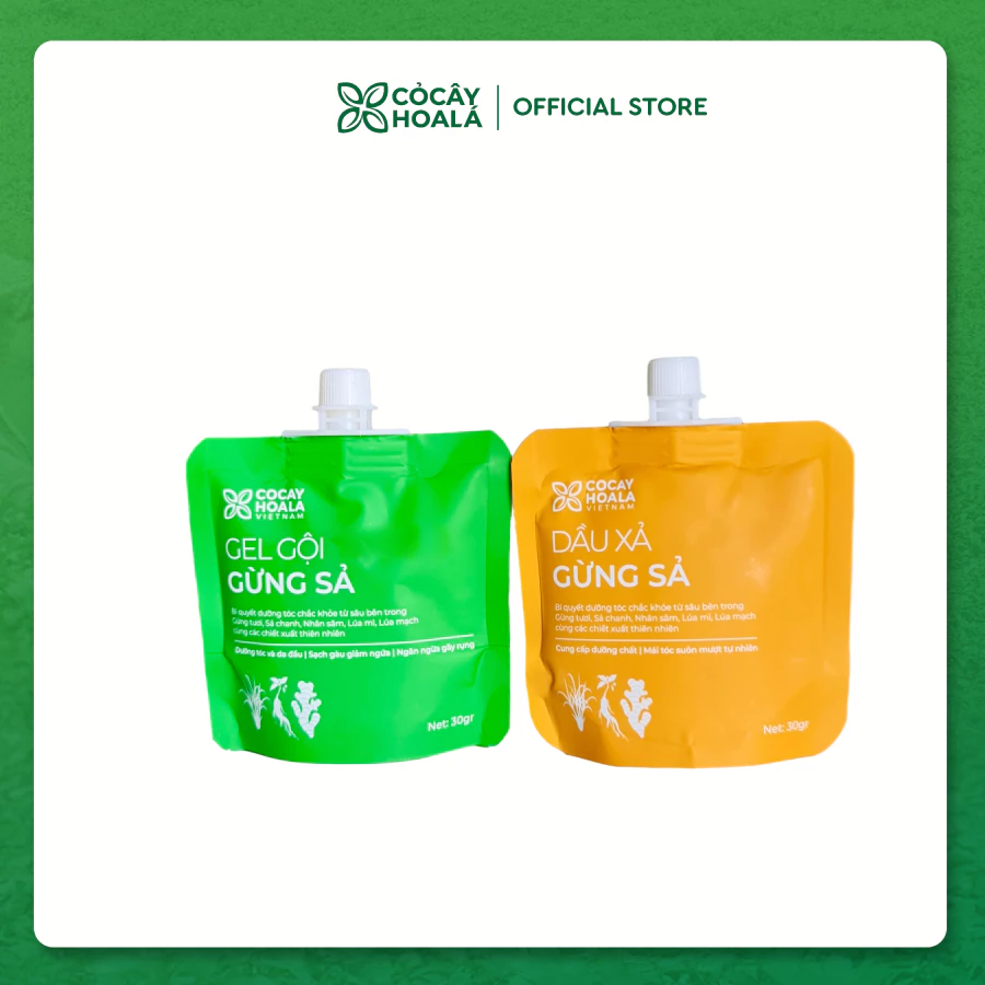 Dầu Gội Xả Thảo Dược Gừng Sả Hỗ Trợ Giảm Tóc Bết Dầu Cỏ Cây Hoa Lá 30g