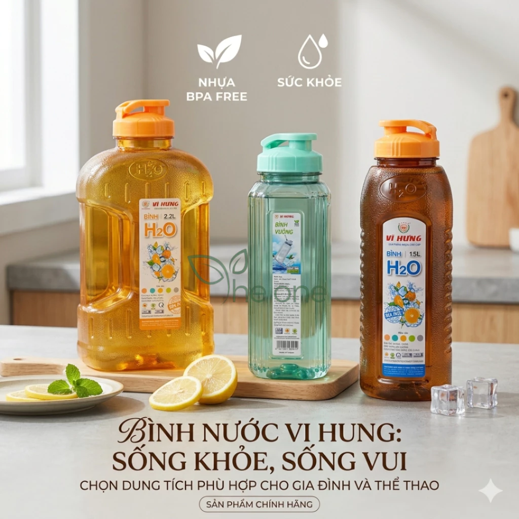 Bình đựng nước mát H2O đựng nước đa năng, có nắp đậy dễ mở bình đựng nước size lớn