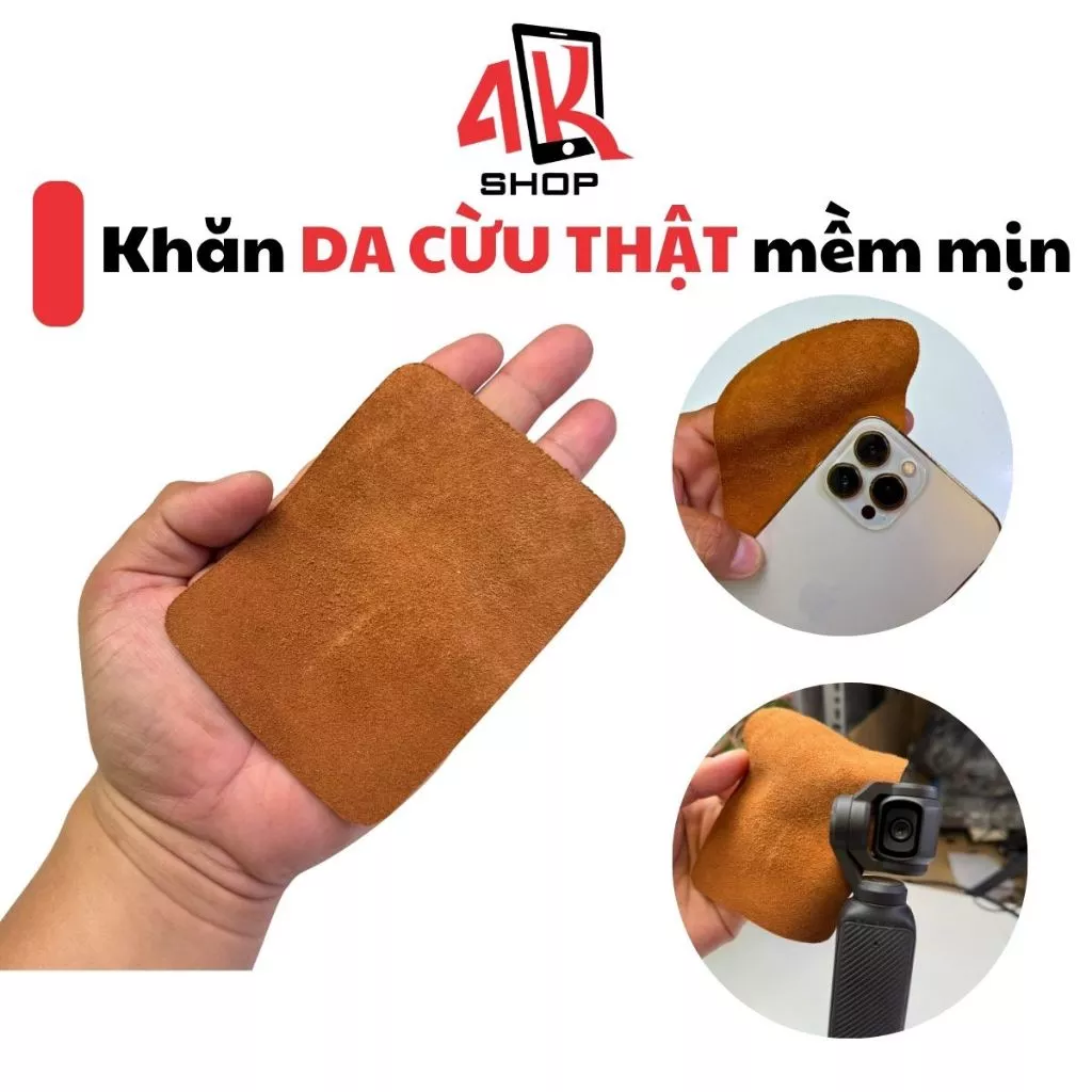 Khăn da cừu thật lau lens máy ảnh màn hình điện thoại mắt kính đồng hồ