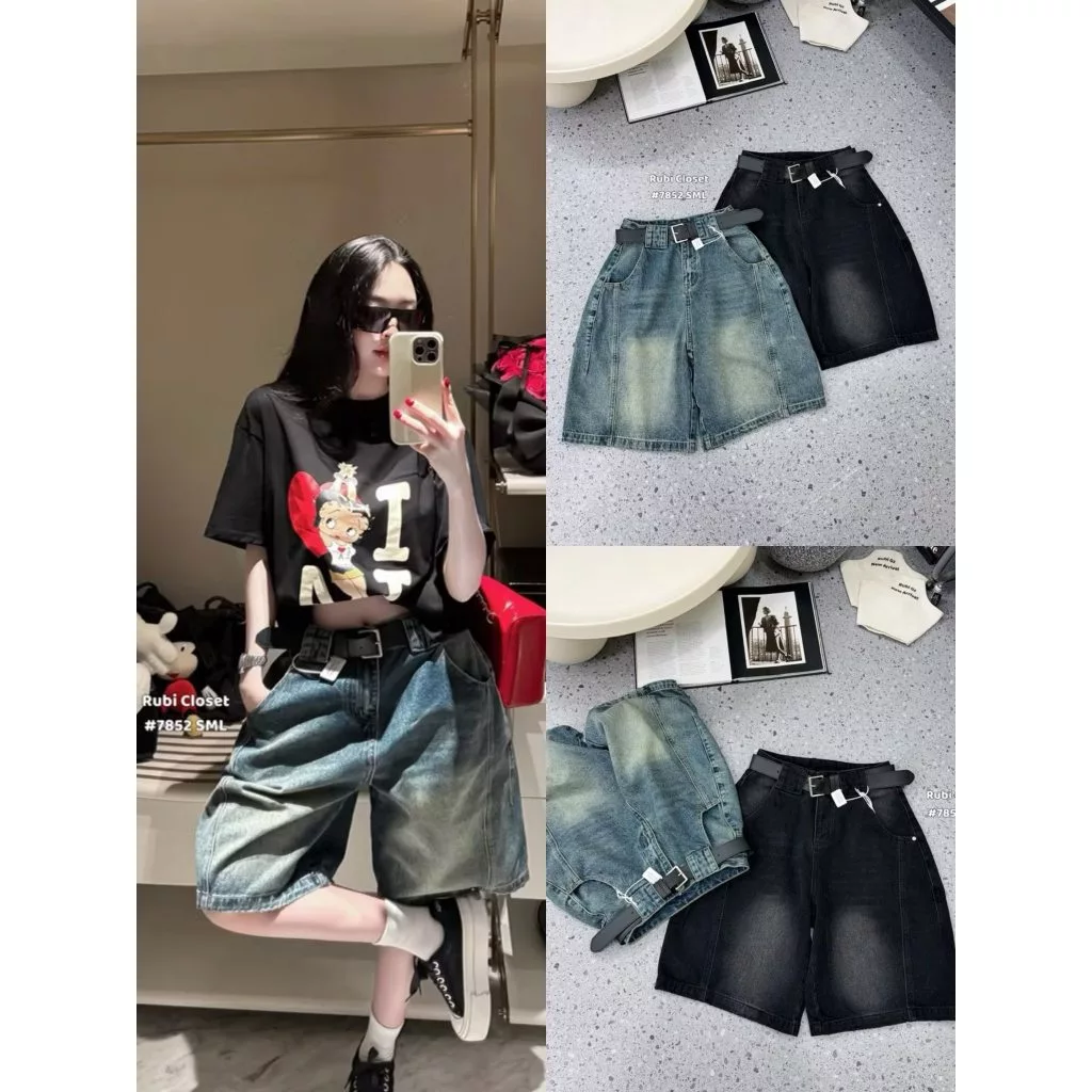 Quần Short Ngố Bò Jeans Nữ, Quần Short  Ngố Denim 2 Màu Dáng Bí Cong Bản Cạp Cao Siêu Hách Dáng Cực Đỉnh