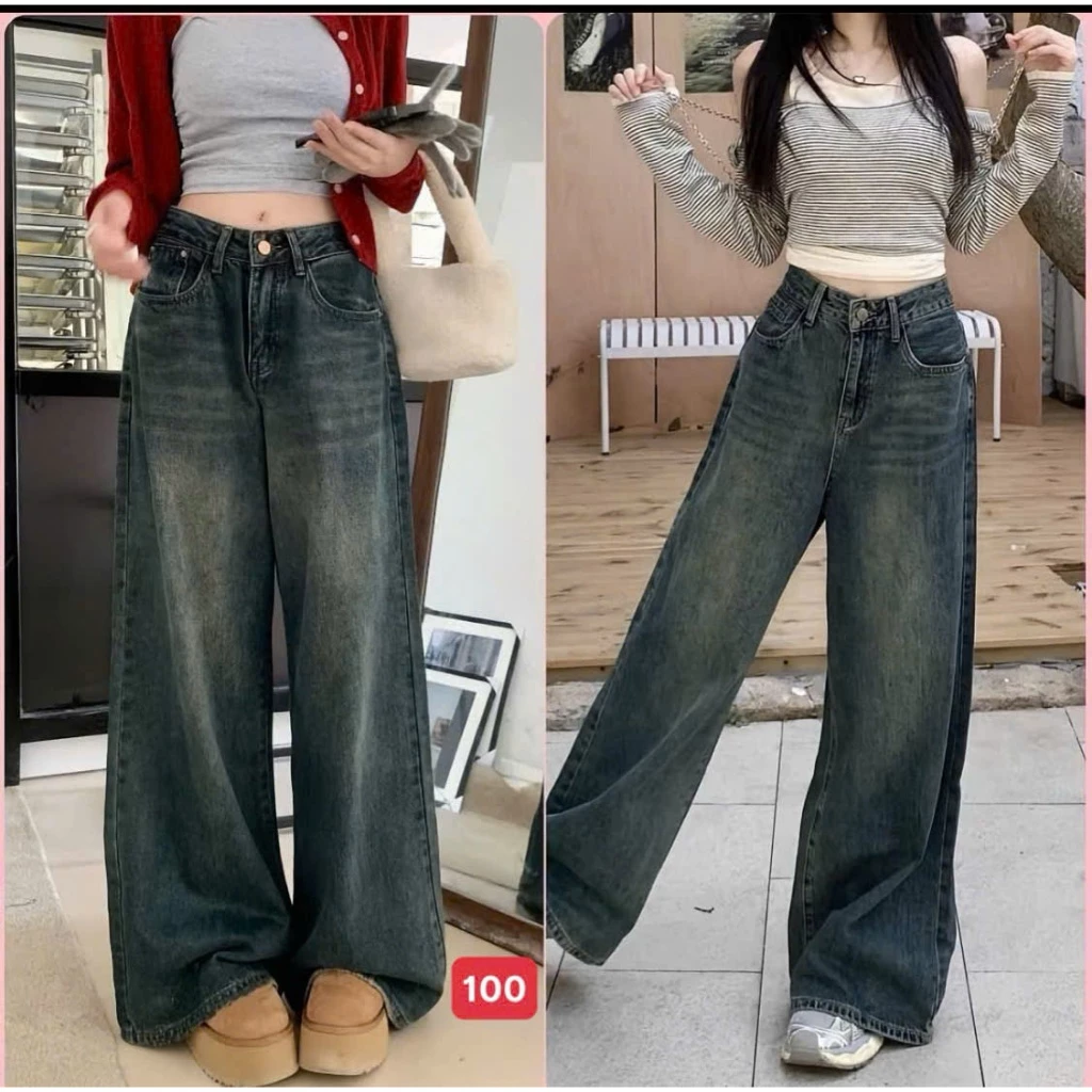 [S-XL] Quần jean ống rộng mẫu mới, quần jeans nữ xuông siêu xinh hottrend thời trang trẻ trung MQ100