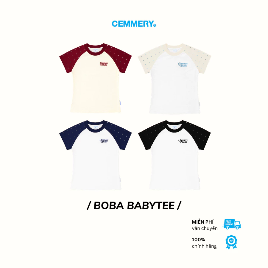 Áo Baby Tee CEMMERY Local Brand Chính Hãng Boba Baby Tee Vải Cotton 2 Chiều In Chấm Bi 4 Màu