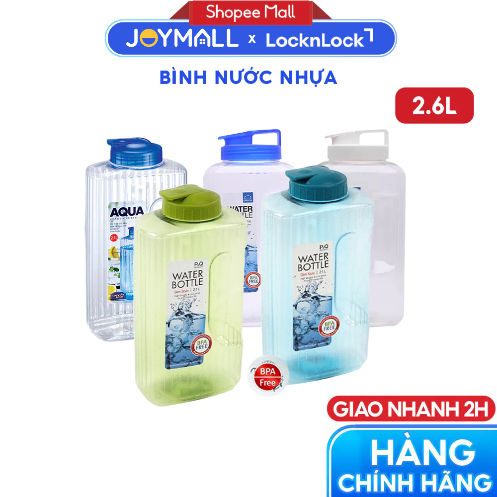 Bình nước nhựa LocknLock P-00052 2.1L, HAP739 2.6L, Hàng chính hãng, nắp mở dễ dàng - JoyMall