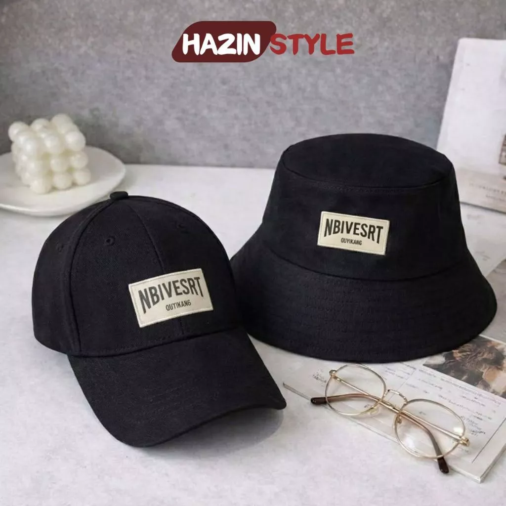 Mũ lưỡi trai bucket cặp đôi couple HAZIN thêu chữ thời trang nam nữ, phong cách Hàn Quốc
