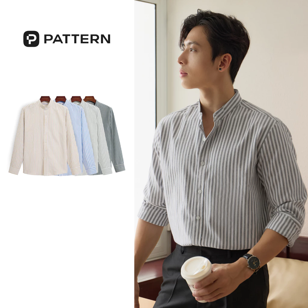 Áo Sơ Mi Cổ Tàu Dài Tay Kẻ Sọc Oxford PATTERN PA043